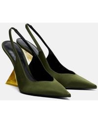 The Attico - Cheope Satin Slingback Wedges - Lyst
