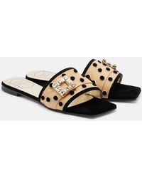 Roger Vivier - Tres Vivier Polka-Dot Suede-Trimmed Slides - Lyst