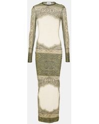 Jean Paul Gaultier - Printed Mesh Maxi Dress - Lyst