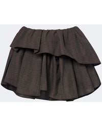 Acne Studios - Ruffled Checked Wool-Blend Miniskirt - Lyst
