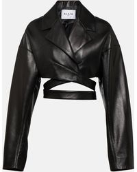 Alaïa - Cropped Leather Jacket - Lyst