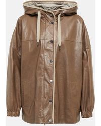 Brunello Cucinelli - Oversized Leather Jacket - Lyst
