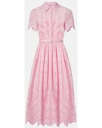 Self-Portrait - Broderie Anglaise Cotton Midi Dress - Lyst