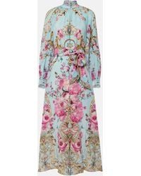 Camilla - Embellished Floral Silk Crepe Maxi Dress - Lyst