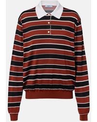 Prada - Striped Silk Polo Shirt - Lyst