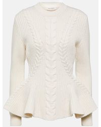 Alexander McQueen - Peplum Wool And Cashmere Sweater - Lyst