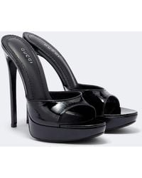 Gucci - Julia Patent Leather Platform Sandals - Lyst