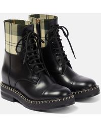 Chloé - X Barbour Lace-up Leather Ankle Boots - Lyst