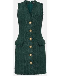 Balmain - Minikleid Aus Tweed Mit Zierknöpfen - Lyst