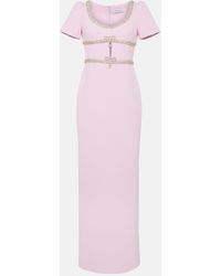 Self-Portrait - Crystal-Embellished Crepe Gown - Lyst
