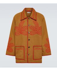 Bode - Field Maple Embroidered Cotton Coat - Lyst