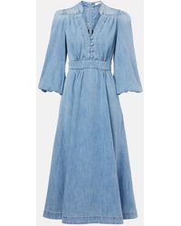 Zimmermann - Lucky Denim Midi Dress - Lyst