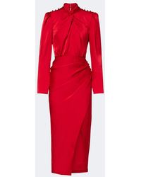 Self-Portrait - Draped Satin Cocktail Dress - Lyst