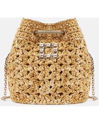 Roger Vivier - Tres Vivier Raffia-Effect Bucket Bag - Lyst