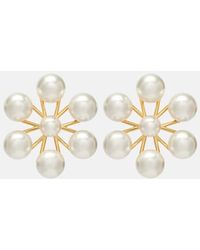 Oscar de la Renta - Floral Faux Pearl Earrings - Lyst