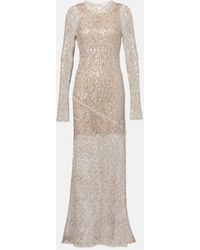 Brunello Cucinelli - Vestido De Fiesta En Mezcla De Seda Con Lentejuelas - Lyst