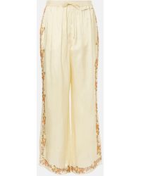 Marni - Printed Satin Straight Pants - Lyst