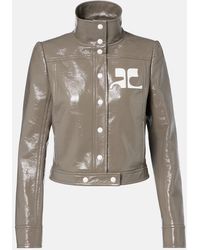 Courreges - Logo Vinyl Cropped Jacket - Lyst