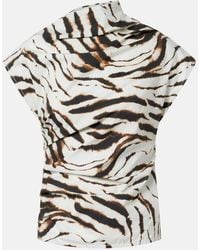 Ganni - Zebra-Print Cotton-Blend Top - Lyst