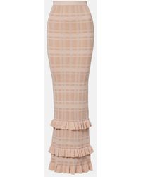 Bananhot - Petra Checked Ribbed-Knit Ruffled Pencil Skirt - Lyst