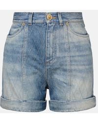 Balmain - Patterned Denim Shorts - Lyst