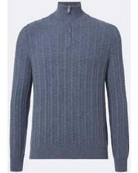 Fedeli - Cable-Knit Cashmere Half-Zip Sweater - Lyst