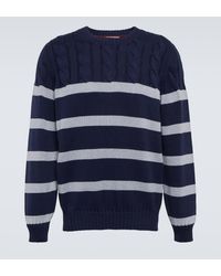 Brunello Cucinelli - Striped Cable-knit Cotton Sweater - Lyst