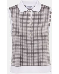 Thom Browne - 4-bar Checked Silk And Cotton Top - Lyst