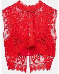 FARM Rio - Red Toucan Guipure Lace Top - Lyst