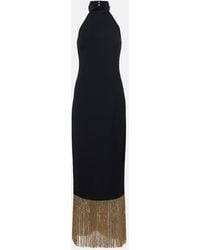 ‎Taller Marmo - Berlin Fringed Crepe Cady Maxi Dress - Lyst