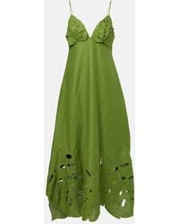 FARM Rio - Embroidered Linen Midi Dress - Lyst