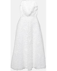 Carolina Herrera - Strapless Floral Lace Midi Dress - Lyst