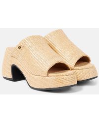 Ganni - Butterfly Raffia Platform Mules - Lyst