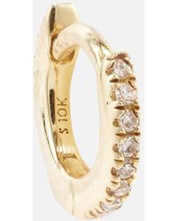 STONE AND STRAND - 10kt Yellow Gold Single Hoop Earring With Diamonds - Lyst