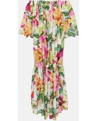 FARM Rio - Painted Flowers Cotton-blend Maxi Dress - Lyst