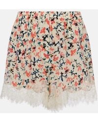 Ulla Johnson - Noella Floral Lace-Trimmed Silk Shorts - Lyst