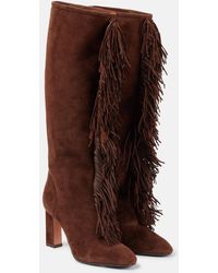 Aquazzura - Gytane 85 Fringed Suede Knee-High Boots - Lyst