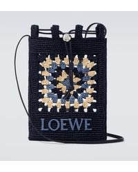 Loewe - Paula's Ibiza Crochet Raffia Pouch With Strap - Lyst
