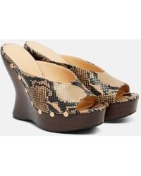 Magda Butrym - Snake-Effect Leather Wedge Mules - Lyst
