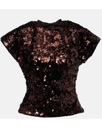 Ganni - Bow-Detail Sequined Open-Back Top - Lyst
