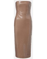 Alex Perry - Sequined Strapless Midi Dress - Lyst