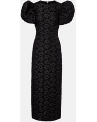 ROTATE BIRGER CHRISTENSEN - Floral Jacquard Puff-Sleeve Midi Dress - Lyst