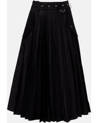 Sacai - Belted Cotton-Blend Gabardine Midi Skirt - Lyst