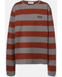 Miu Miu - Striped Cotton Jersey T-Shirt - Lyst