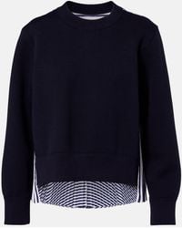 Sacai - Striped Cotton-Blend Sweatshirt - Lyst