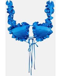 The Attico - Glory Ruffled Satin Bralette - Lyst