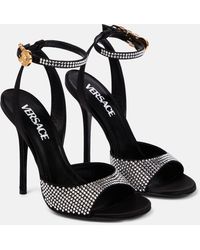 Versace - Crystal-embellished Satin Sandals - Lyst