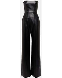 Alex Perry - Strapless Faux-leather Jumpsuit - Lyst
