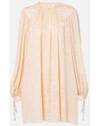 Chloé - Gathered Floral Silk Jacquard Minidress - Lyst