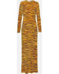 Rabanne - Tiger-print Velvet Maxi Dress - Lyst